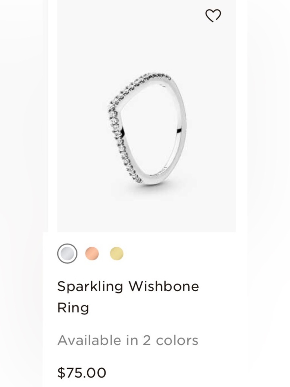 Pandora Silver Sparkling and polished wishbone Ring Set - Picture 5 of 6